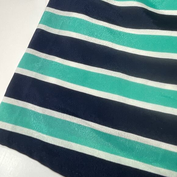 Everly Navy Aqua Stripe Skirt Lined with Pockets Size L - Picture 2 of 9